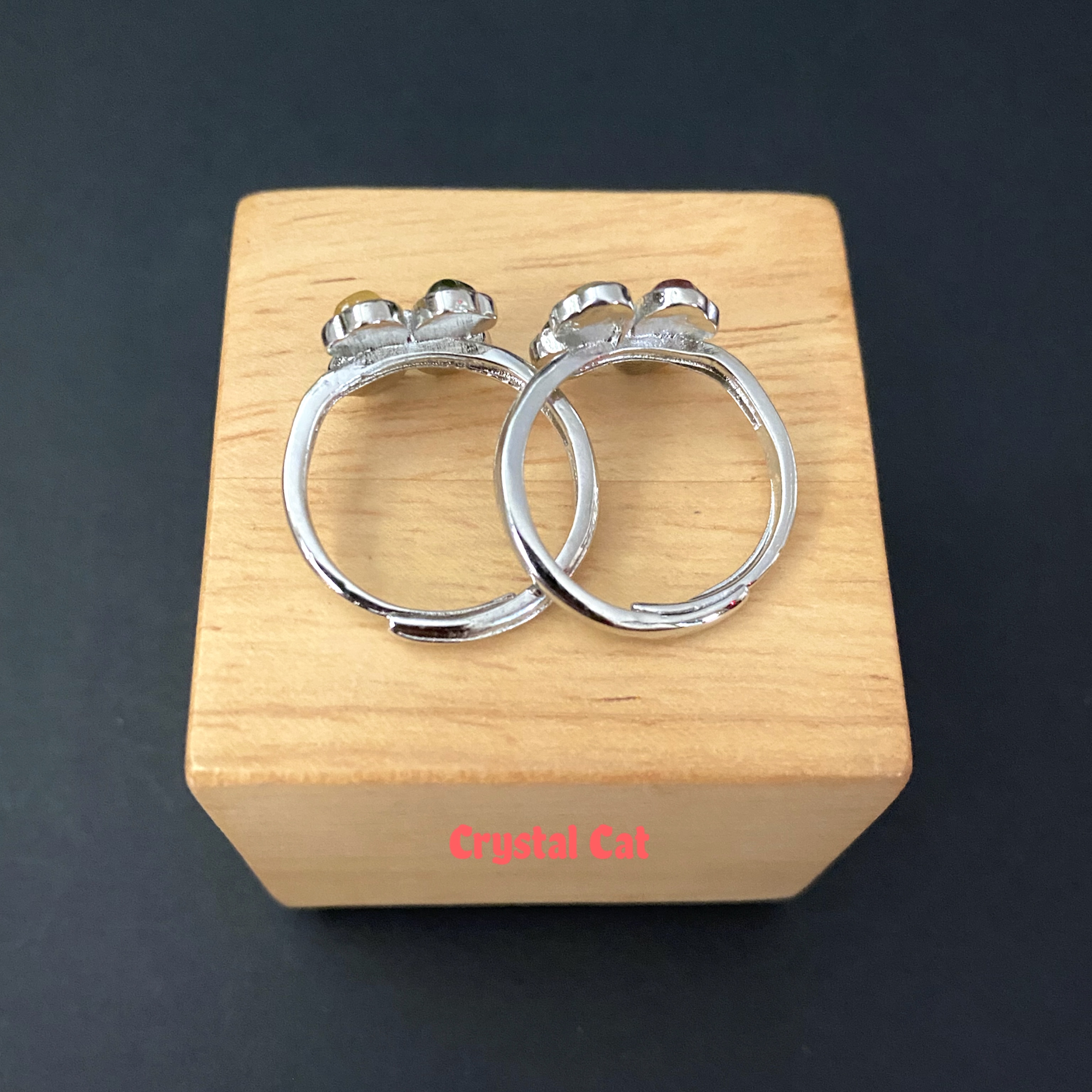彩碧璽愛心純銀戒指