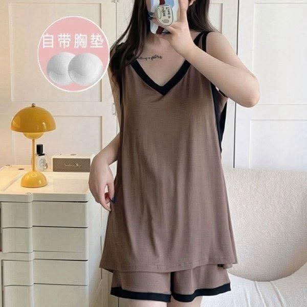 2套$68。4色選擇。🌸【自帶胸墊家居兩件套】🌸
