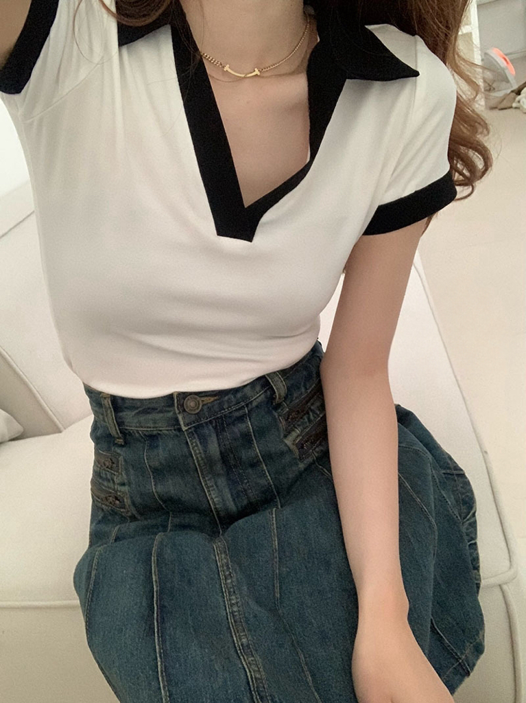 Casual Polo T-shirt 休闲翻领撞色Polo T恤 ( 3 colour )