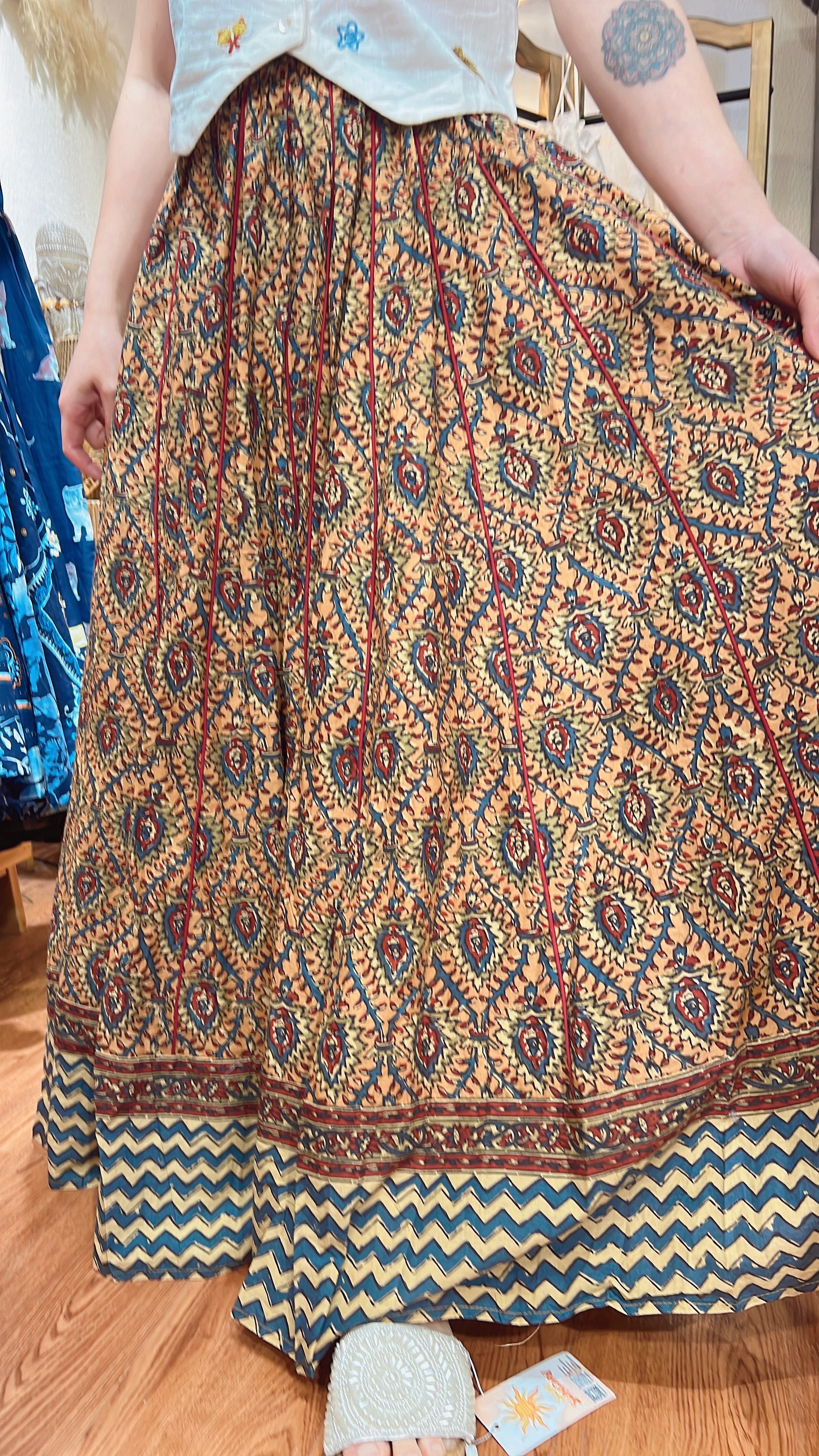 2016 Vintage Block Print Kalamkari Skirt