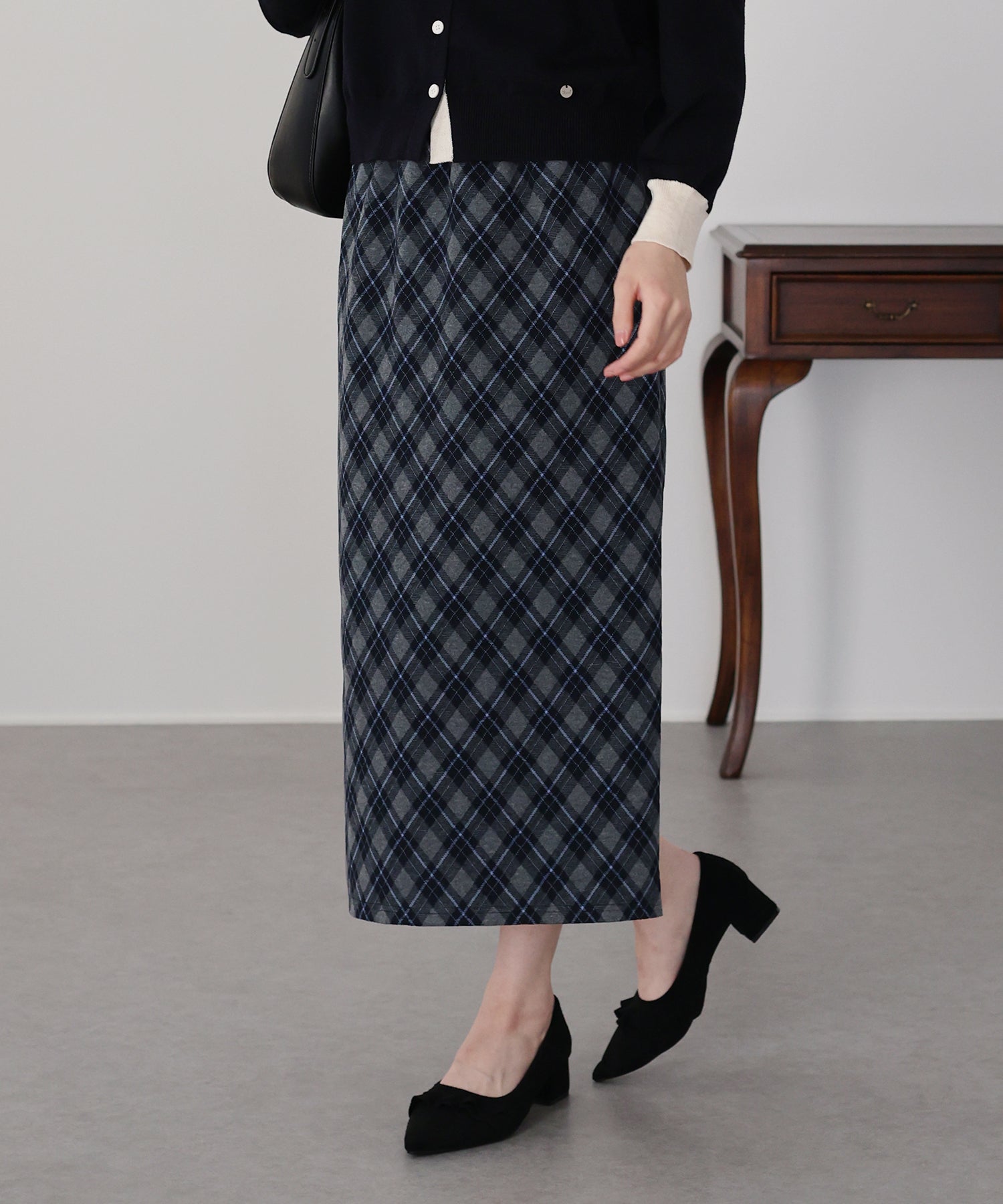 <限量現貨><JP> 冬日英倫風菱格紋直身裙* 3色入