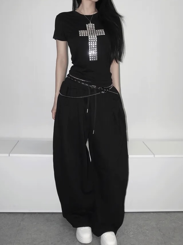 Oversized Curved Wide-Leg Sweatpants(Unisex)