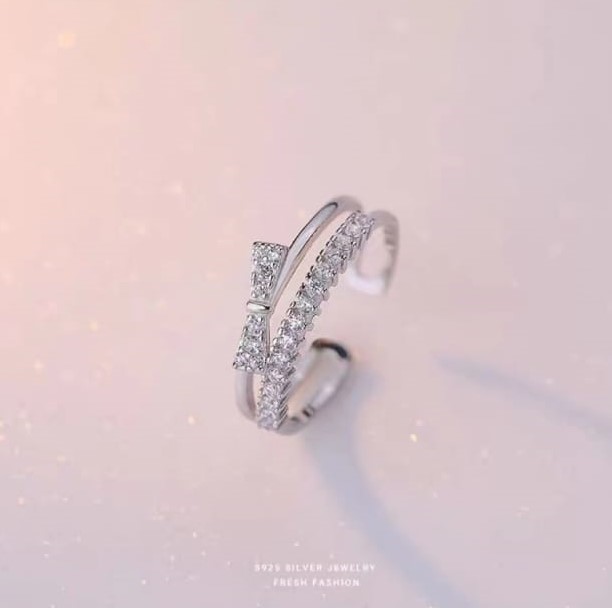 小众铜镀白金保色 开口可调节戒指 多款可选