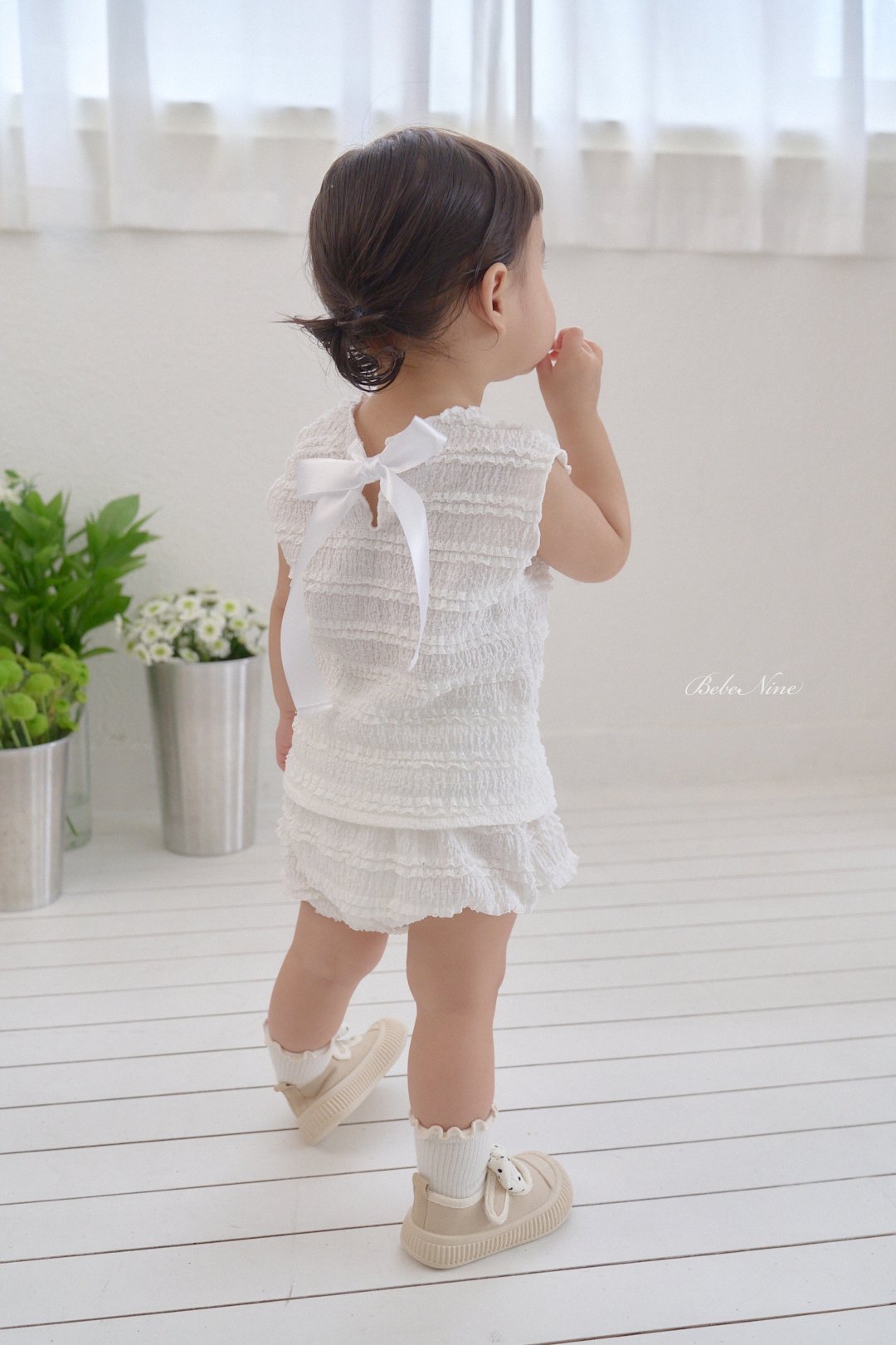 ☀️預訂 韓國直送☀️🇰🇷Bebenine兩色摺皺後背絲帶背心上下套裝