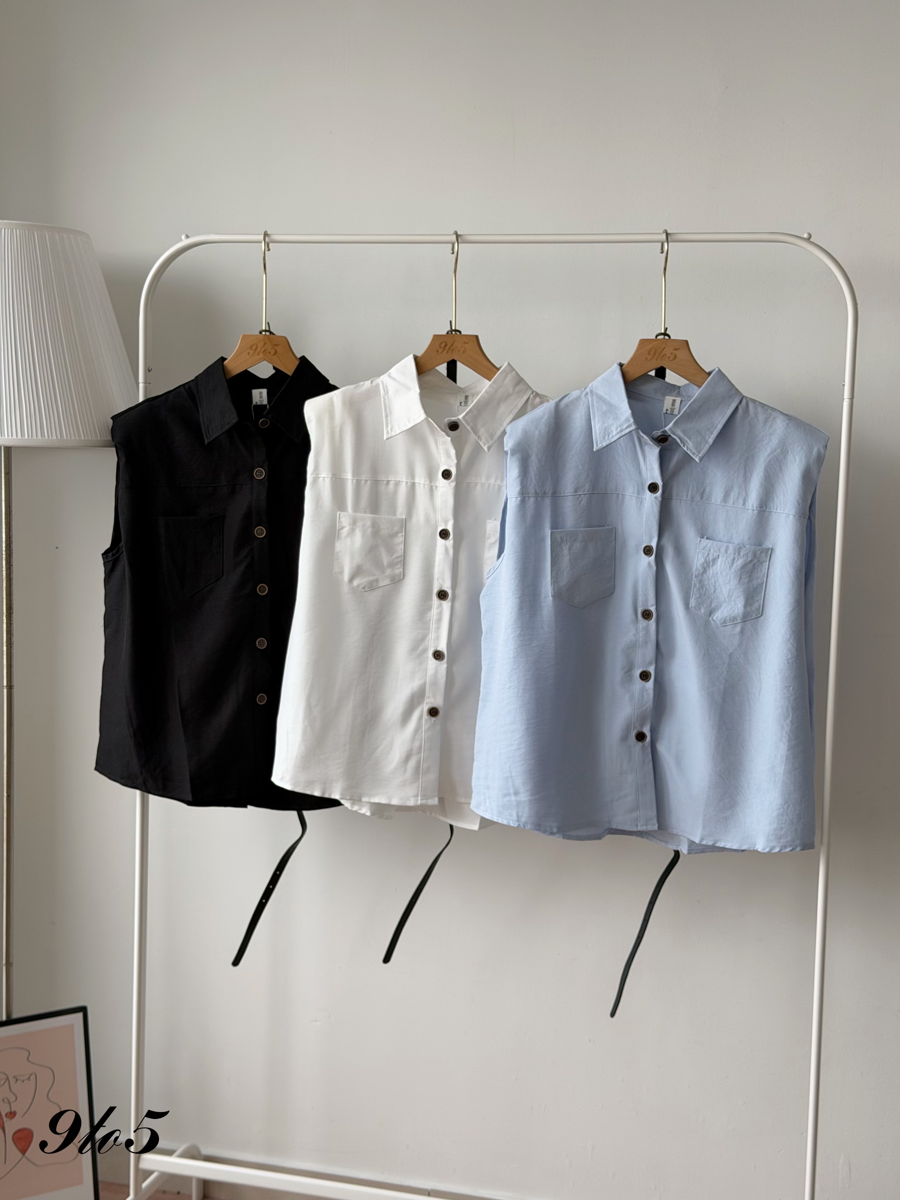 T4467 Sleeveless Tie-waist Shirt - 3 Colors 