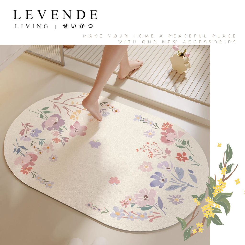 Levende繁花硅藻泥浴室地墊