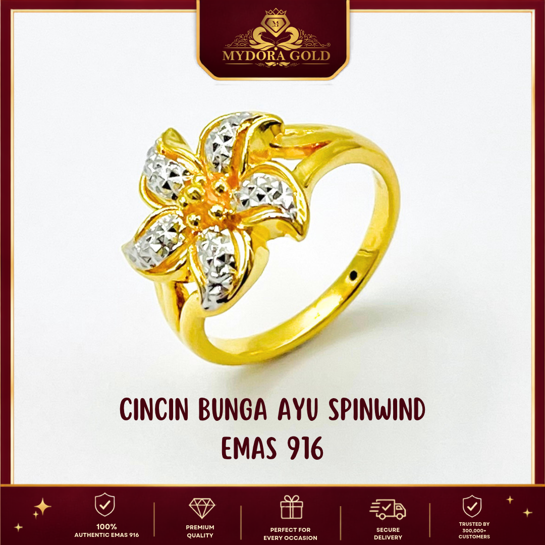 MYDORA Cincin Bunga Ayu Spinwind (5G) l EMAS 916/22K