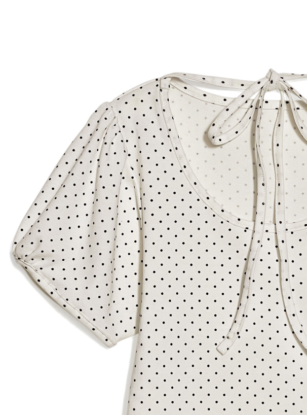 波點領絲帶上衣 [ru1449]