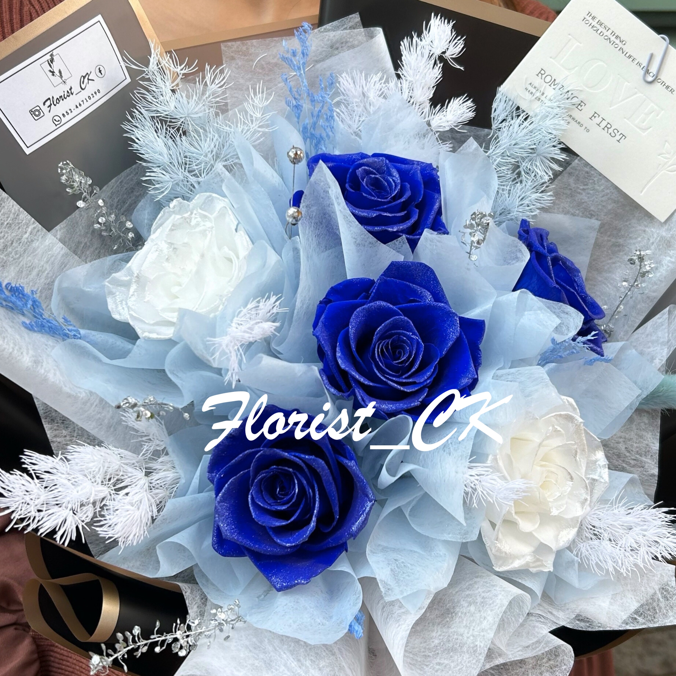 【2026 情人節推介】Bleu Perle｜永生玫瑰花束  (3 朵 / 6 朵 / 9 朵 / 12 朵； 預訂款)
