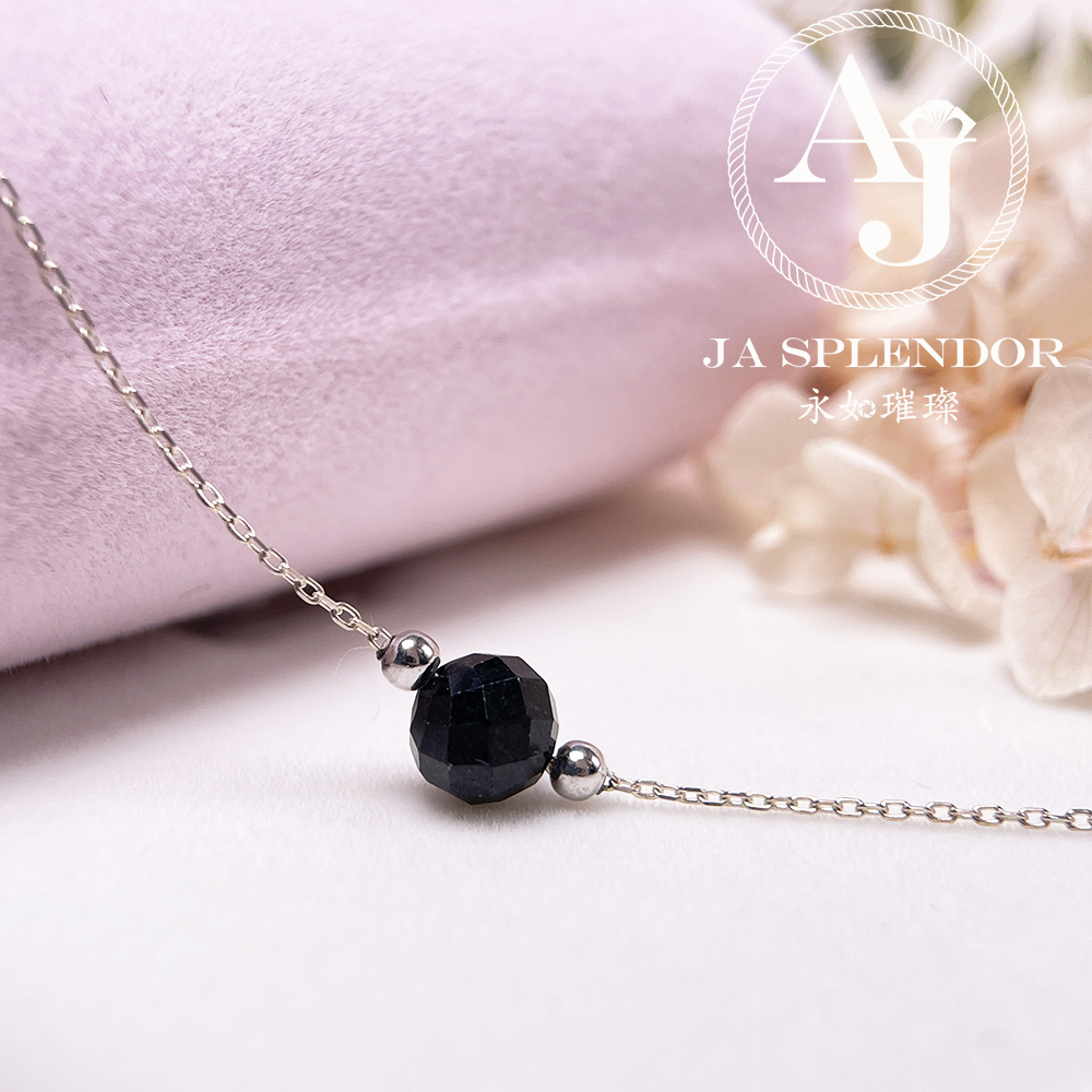 D-06B 天然翡翠A玉 墨翠鑽石切割平安幸運純銀手鏈