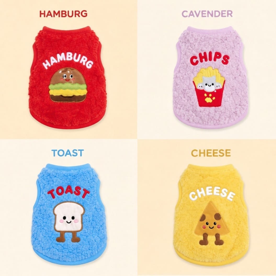 HONEY DOG🇰🇷 秋冬保暖羊羔絨快餐刺繡背心 (四款可愛造型)