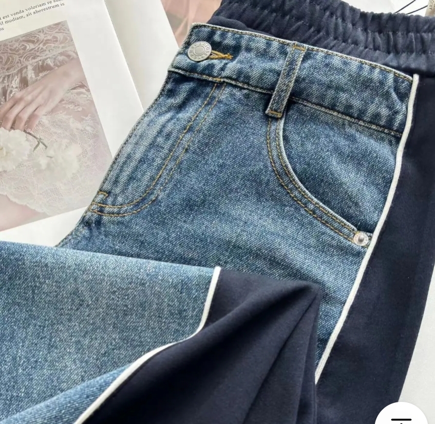 $168條。💙👖爆款/ 牛仔拼接闊腳褲 👖💙