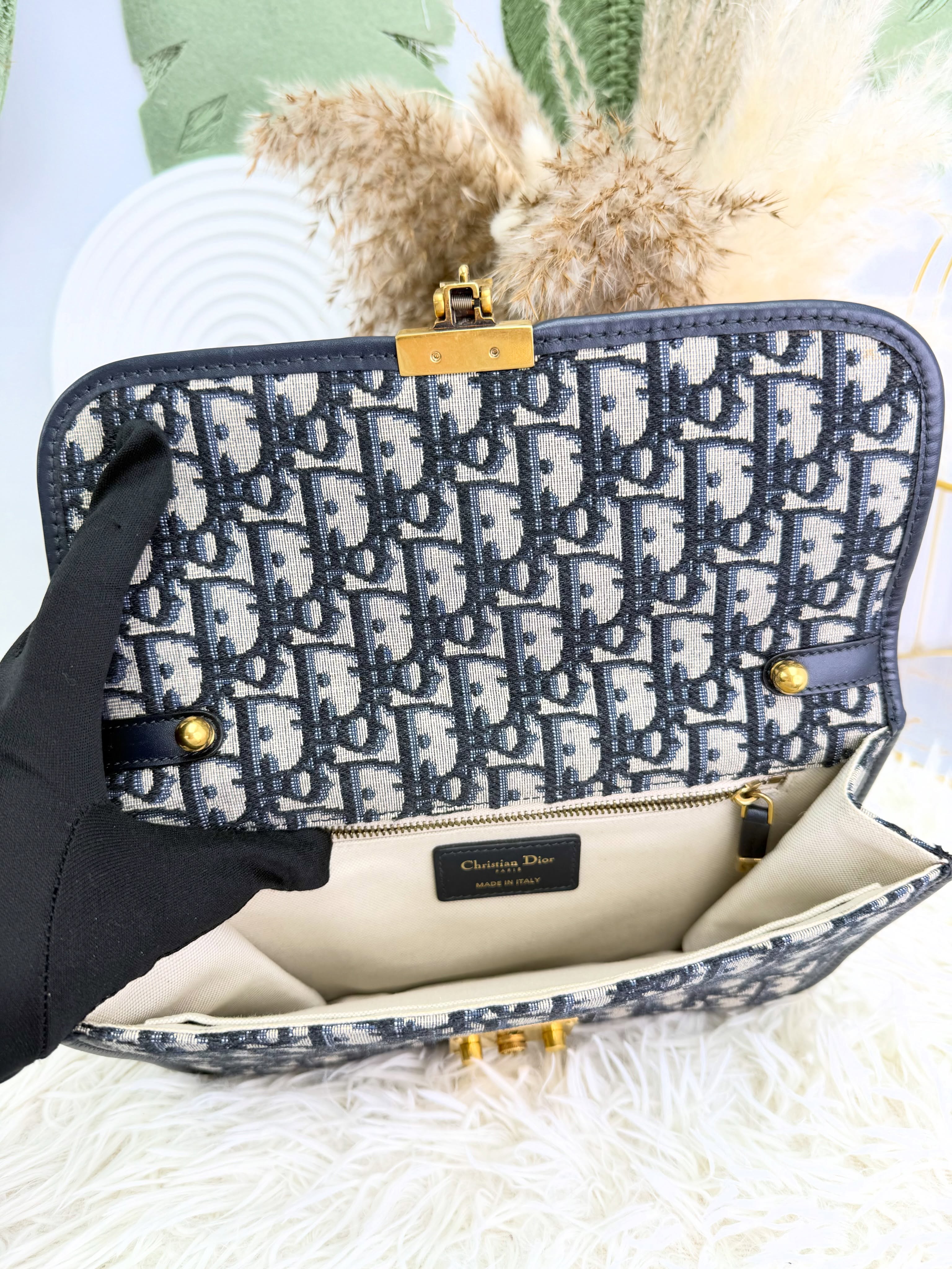 Dior👜 PRE OWNED 🛍️老花郵差包 原裝五金復古肩帶 + 後配 鏈條肩帶💛 