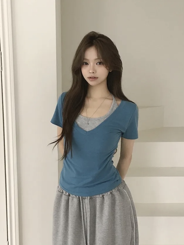 Halter Neck Layered V-Neck Top