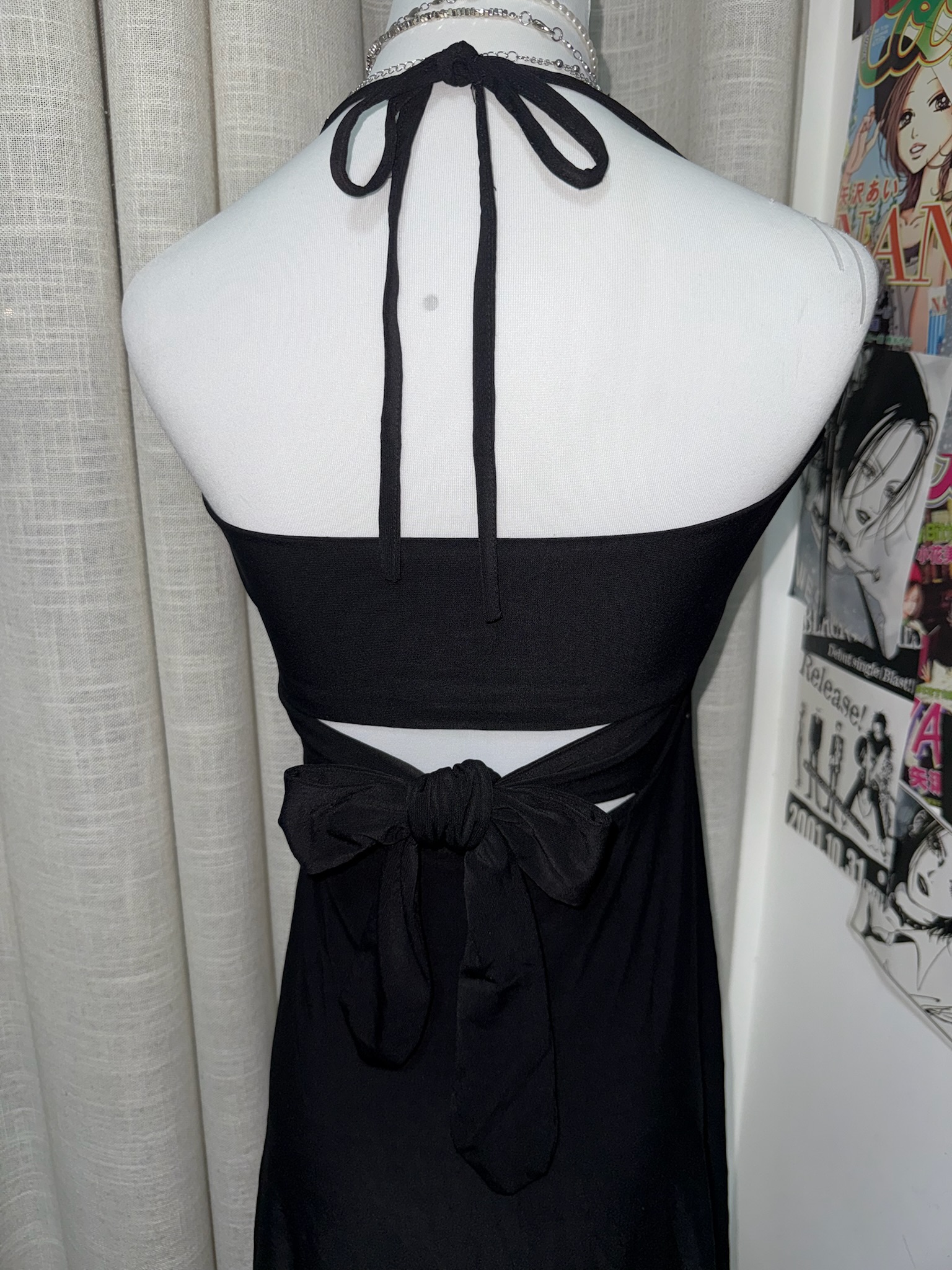 Halter Pleated Bodice Midi Dress