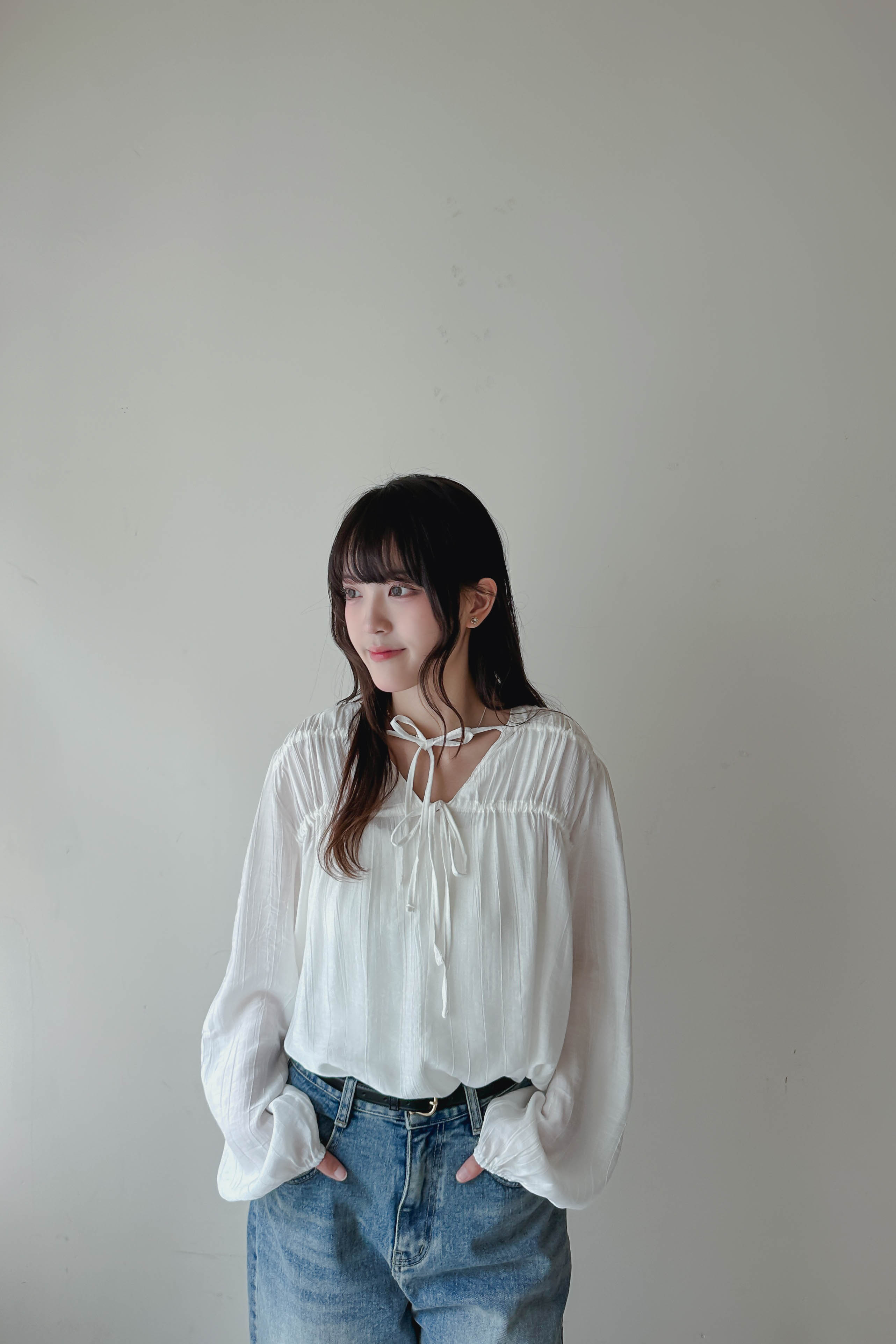 氣質天絲綁帶薄長Top (三色入)