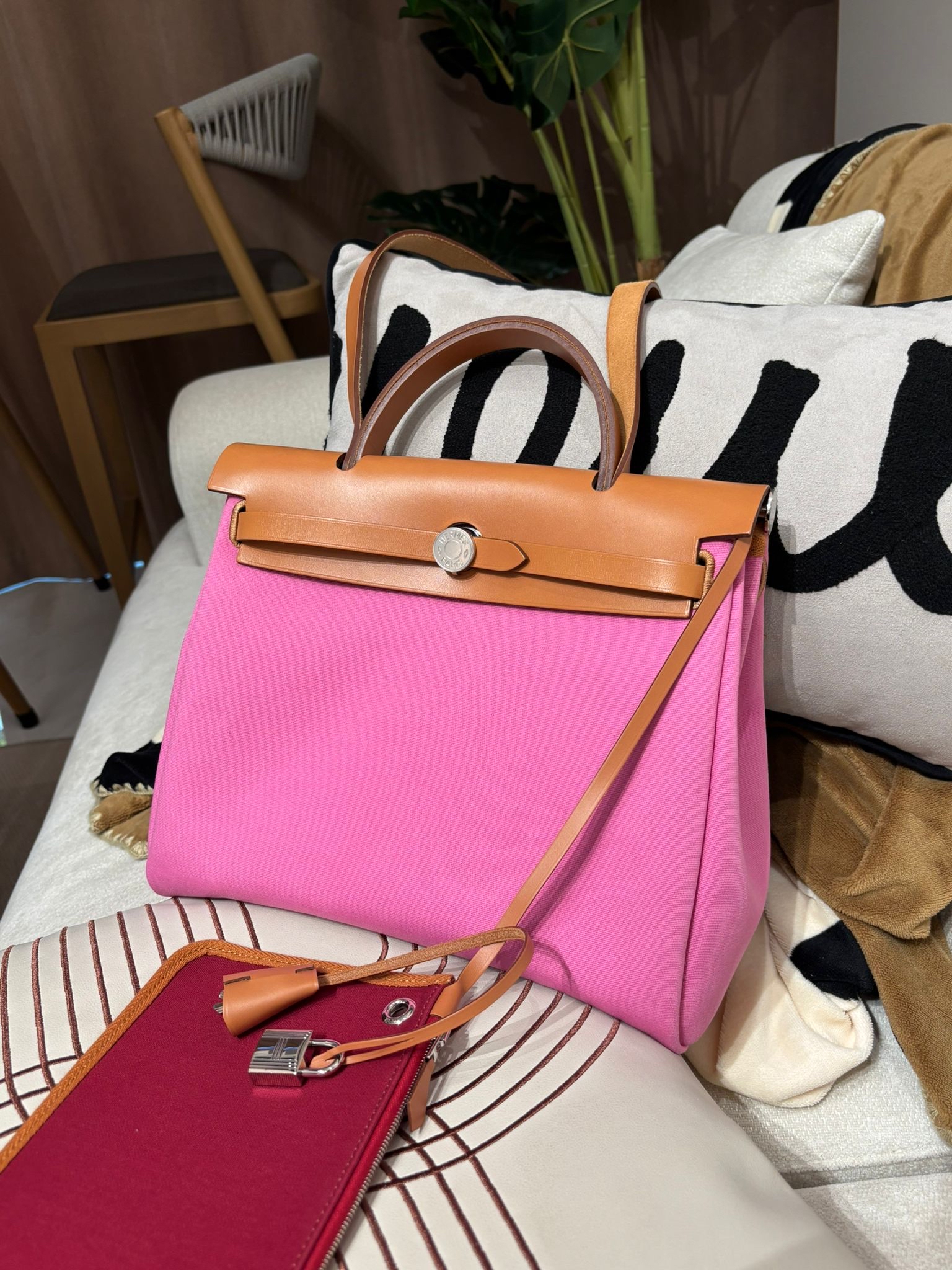 Hermes Herbag 31 Stamp Z Bubble Gum / Rubis / Nature 100%Authentic, 95%New ✅收據✅Key Lock✅Dust bag