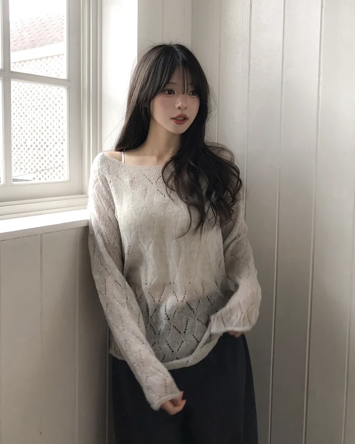 Boat Neck Sheer Knit Top
