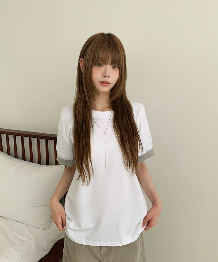Contrast Cuff Short Sleeve Tee