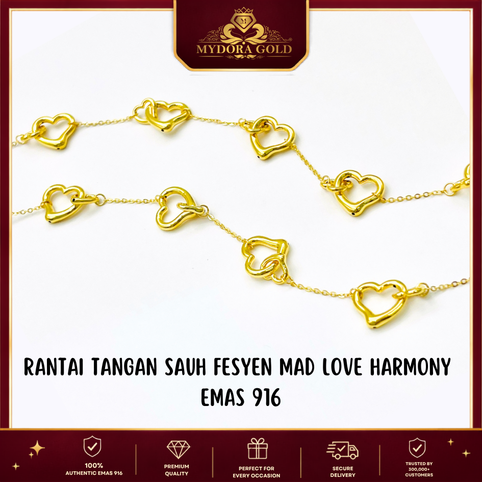 MYDORA Rantai Tangan Sauh Fesyen Mad Love Harmony l EMAS 916/22K