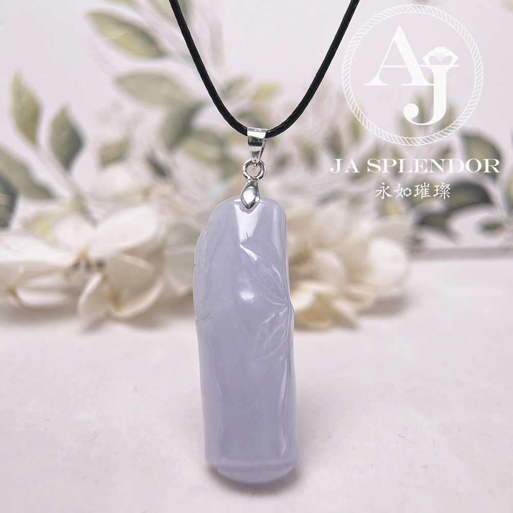JN-779 天然翡翠A玉 紫玉竹報平安吊墜