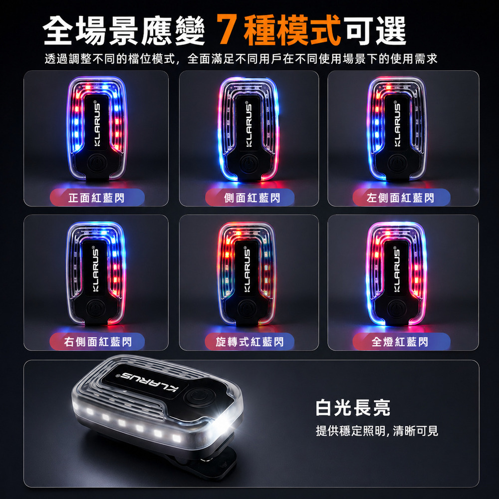 KLARUS WL6 多功能夾式肩燈｜一燈雙用，全天候安全警示+輔助照明！