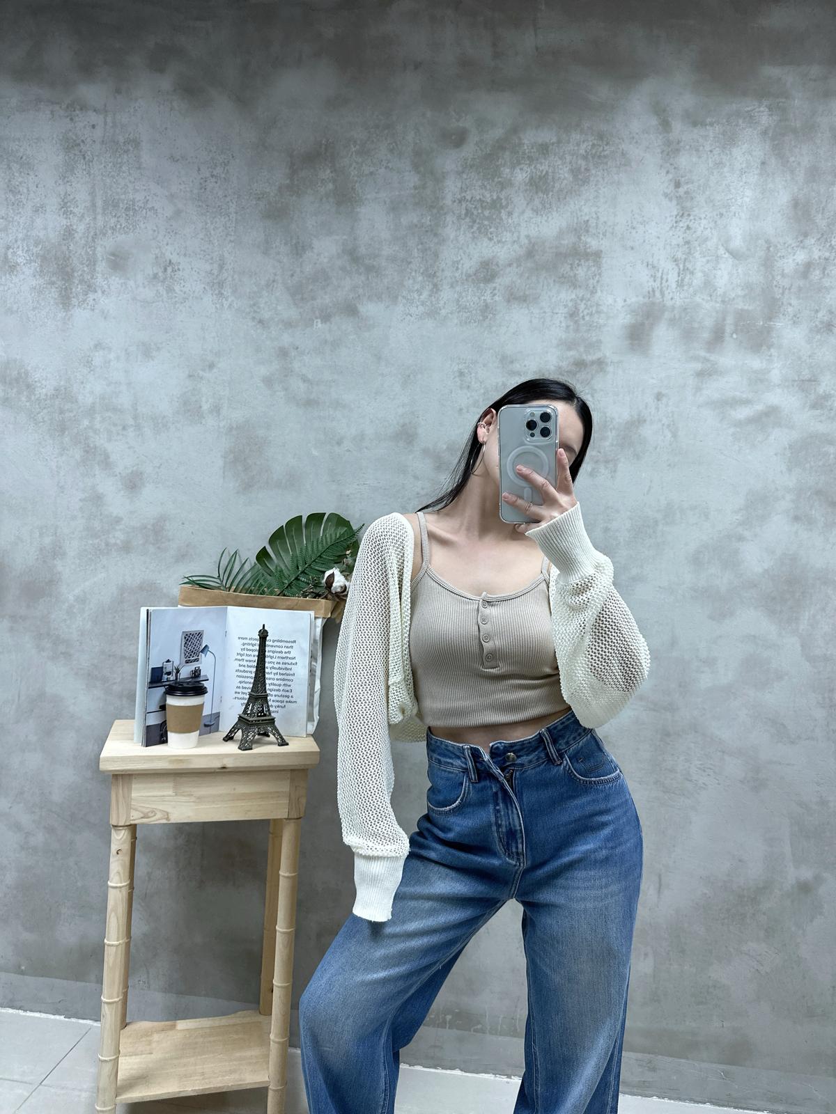 V07 扣鈕暗紋Bra top