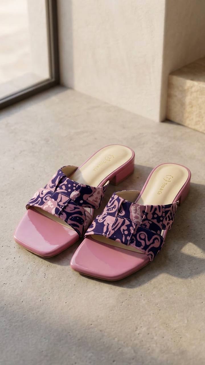 5846 - Anyaman Slide Batik Heels