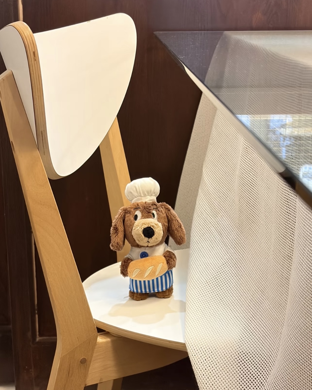 法式麵包師小狗毛絨掛件