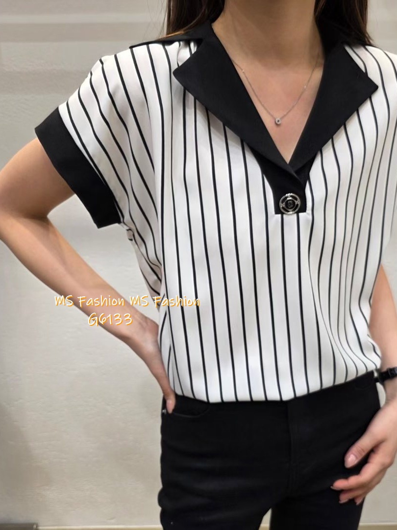 G6133 韓國🇰🇷靚料條子拼邊top