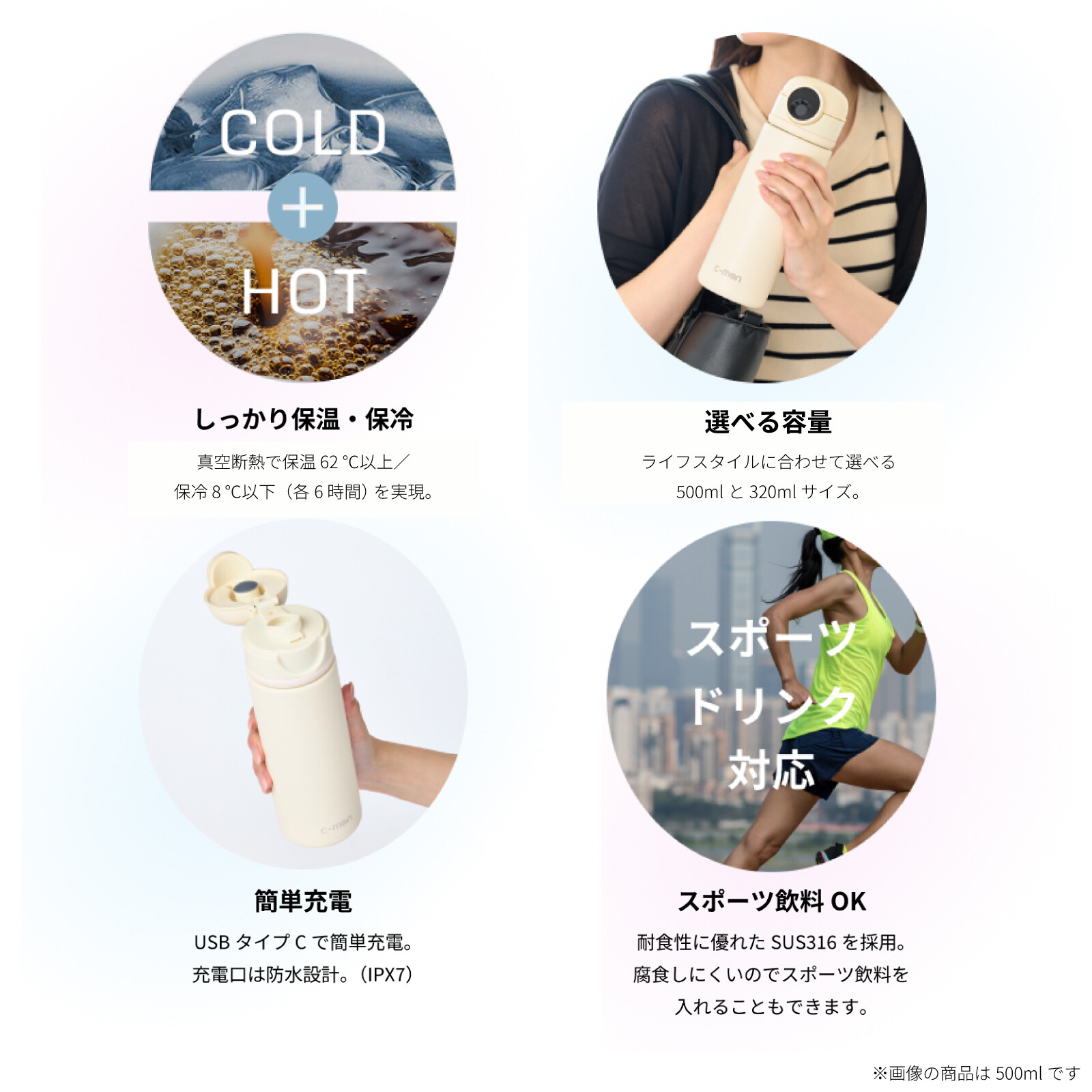 『團購優惠』日本c-mon 指紋識別鎖定功能的指紋認證智能水樽