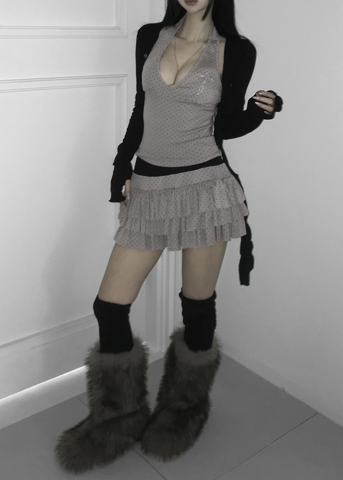 Ruffle Polka Dot Mini Skirt