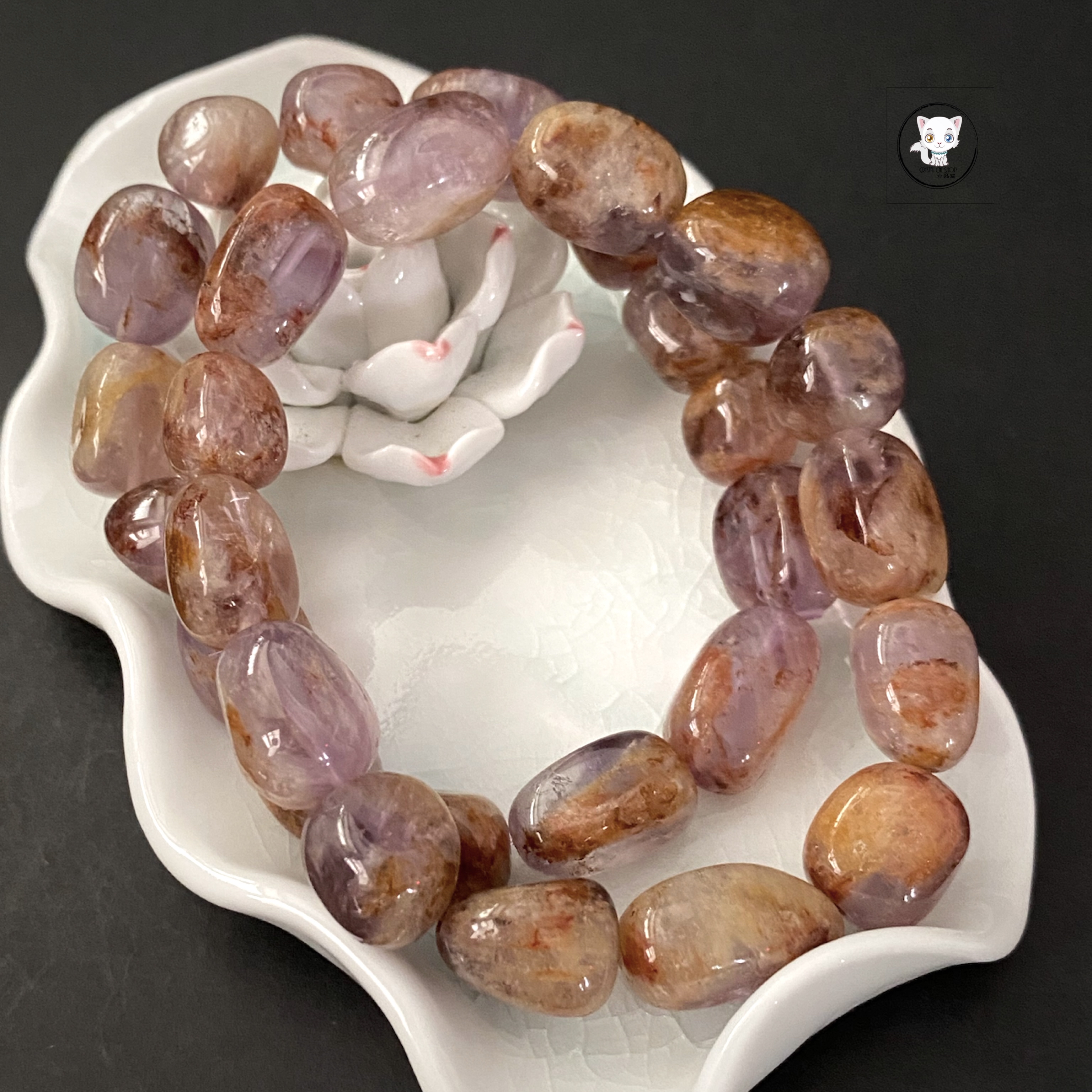 紫幽靈水晶原石手鏈 10mm