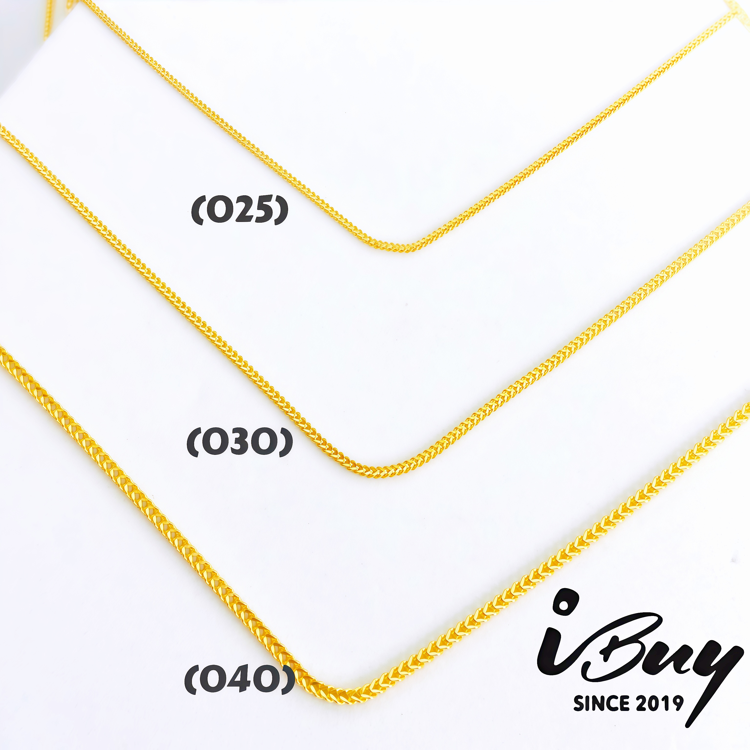 916 GOLD QUARTET HERRINGBONE NECKLACE (025) 916 金 四方人字项链 （025）
