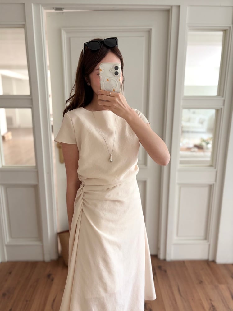 Belle Ruched Dress (Cream)