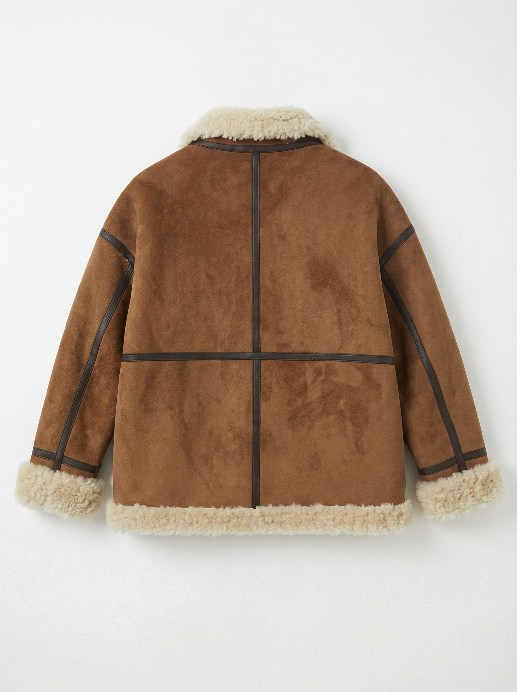 雙面穿麂皮毛領短版飛行夾克