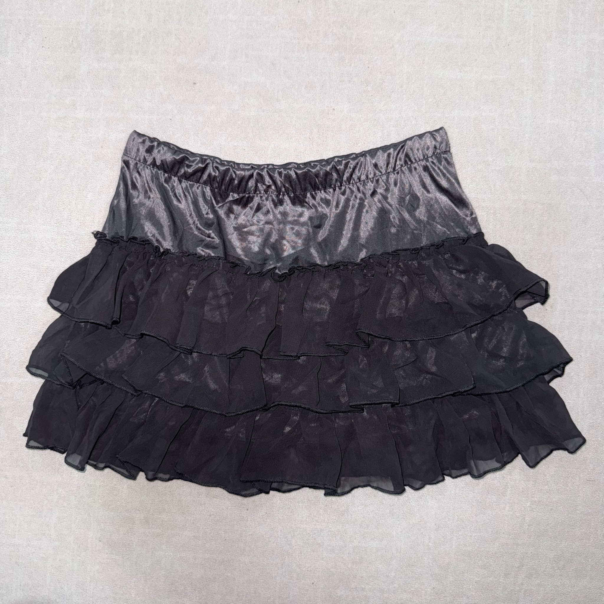 Gray Ruffle Mini Skirt