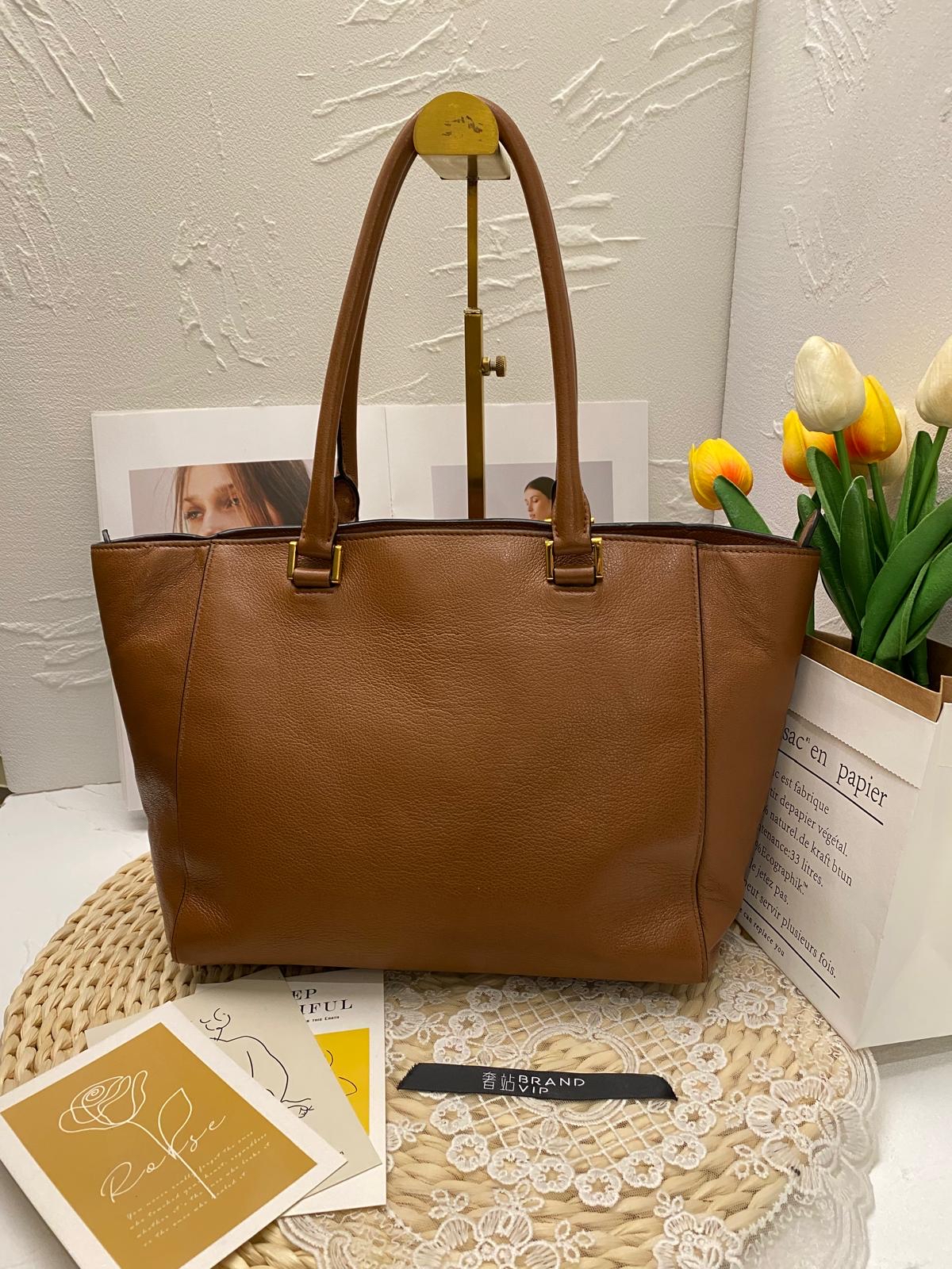 Prada Daino Leather Tote Bag (Cognac)