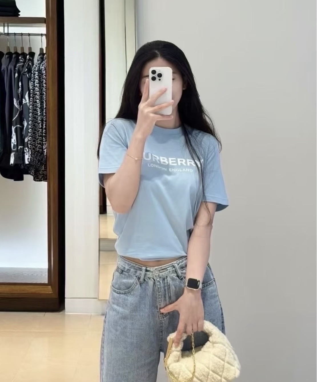 精選貨品優惠✨在途🍒Burberry 粉藍色Tee Size XS S 