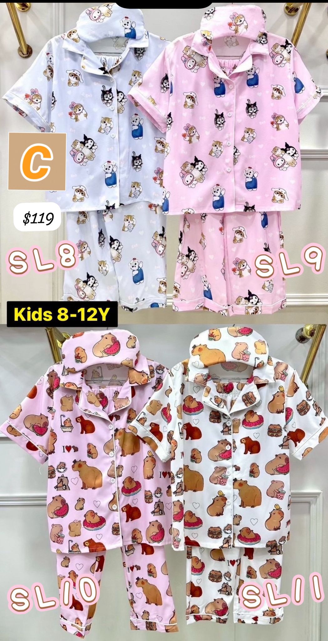 C-2604-泰國直送真絲睡衣兒童版-6月初到