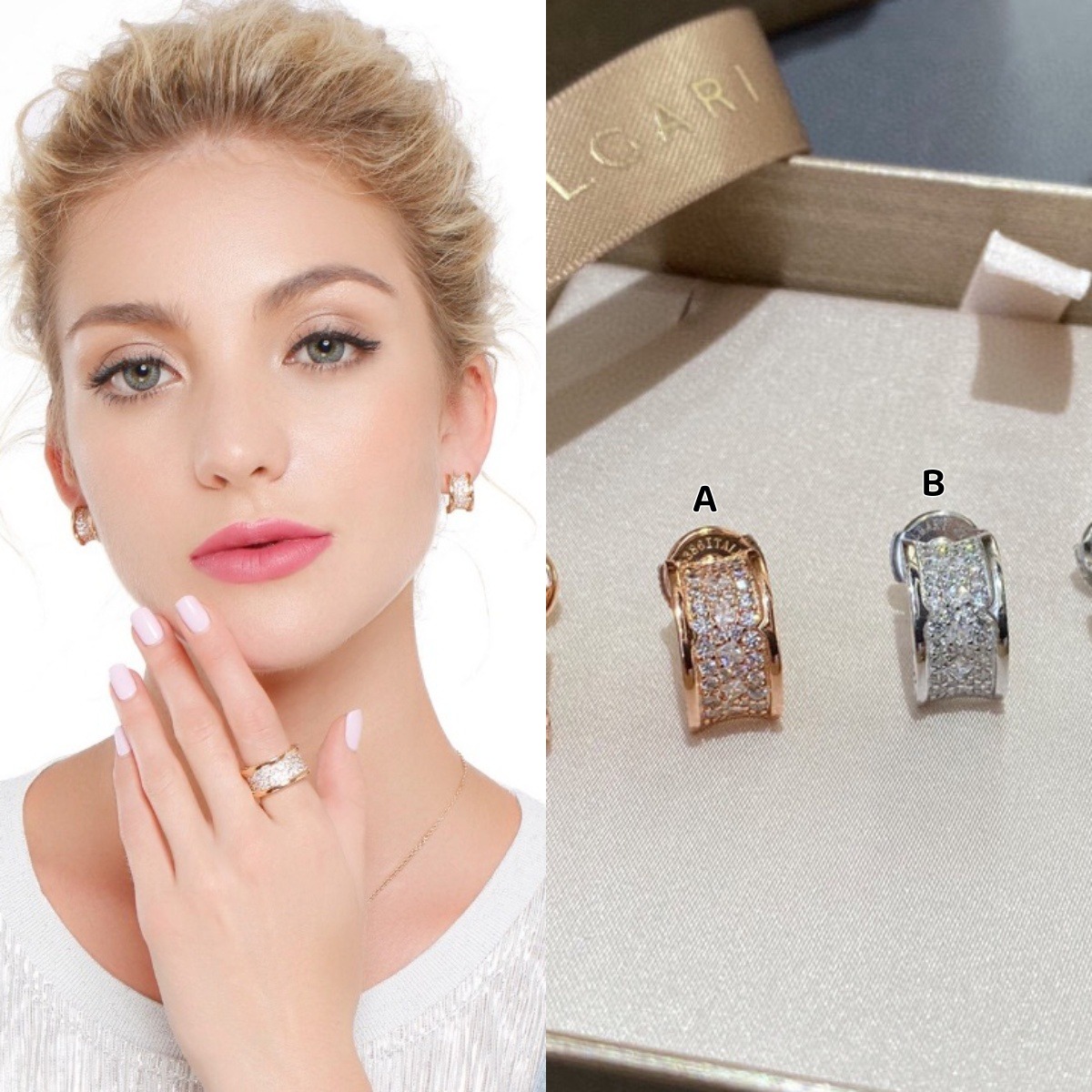 【原單】BVLGARI  滿鑽小蠻腰耳環 - 禮盒裝