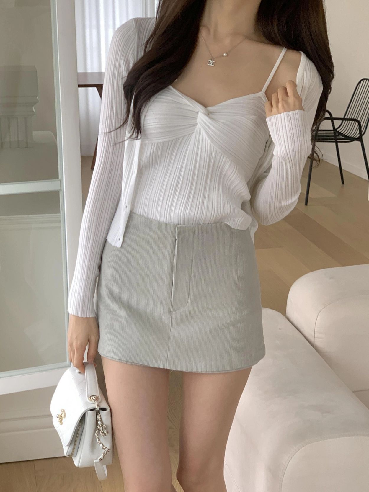 【查詢度最高】暗直紋扭結彈性吊帶套裝