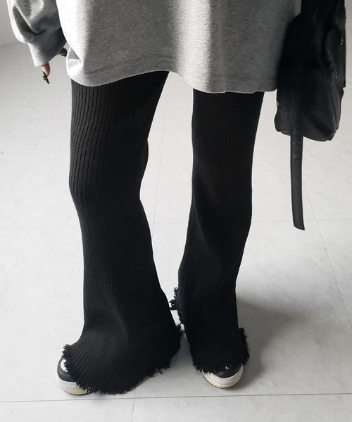 羅紋針織喇叭長褲【JP009】