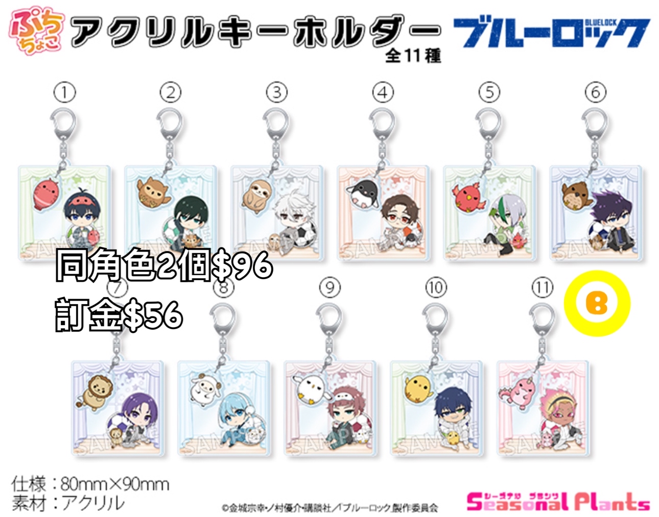 Preorder預訂6/2026年藍色監獄Relaxing Time匙扣