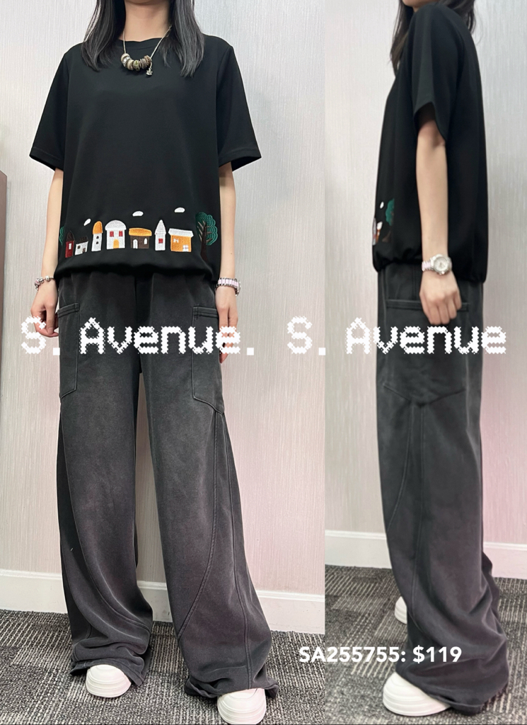 SA255755: 短袖下繡花圖案tee