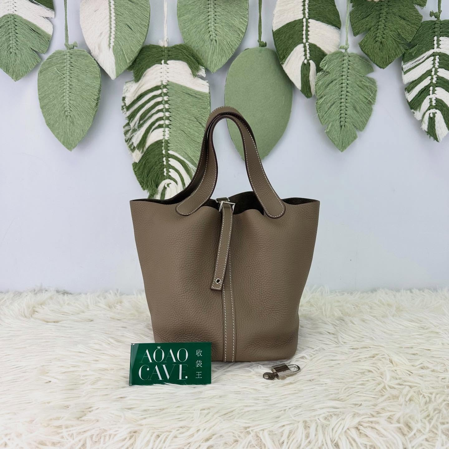 HERMES 🤍PRE OWNED PICOTIN 22 大象灰銀扣菜籃子 Y Stamp 全套有單🤎