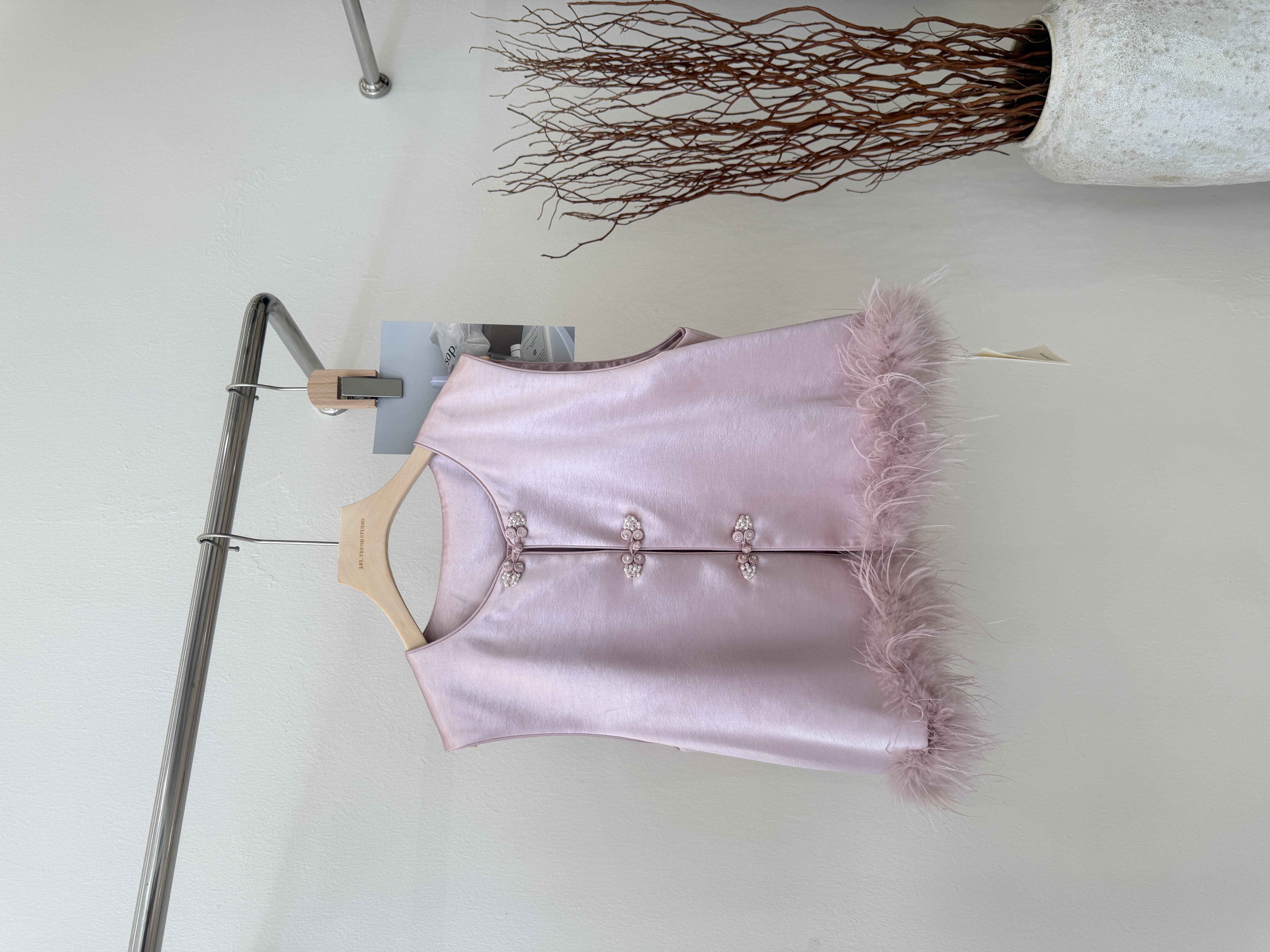 6753 新中式复古高级感羽毛马甲