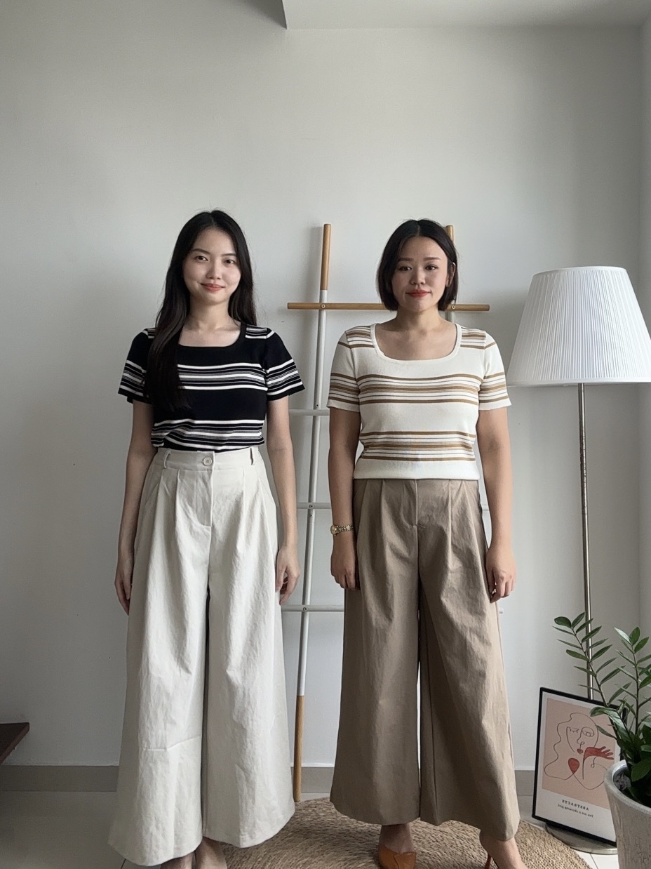 T4180 Square Neck Stripe Knit Top - 3 Colors 