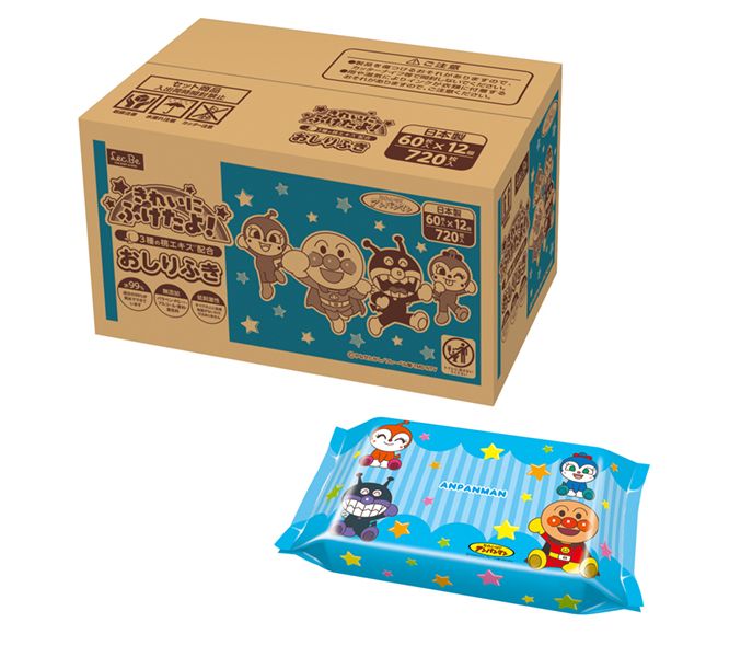 LEC JapanvAnpanman 99% Pure Water Wipes, 60 Sheets x 12 Packs