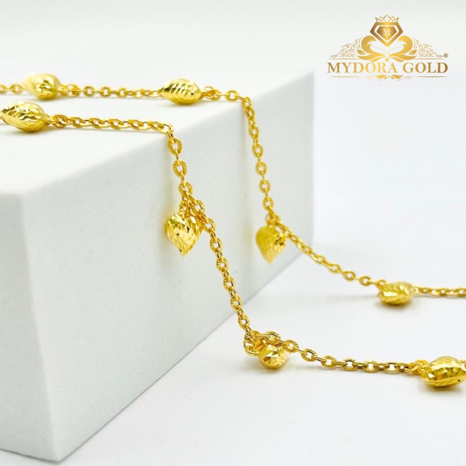 MYDORA Rantai Tangan Mini Sauh Matahari Gantung 5 Love Pahat | EMAS 916/22k